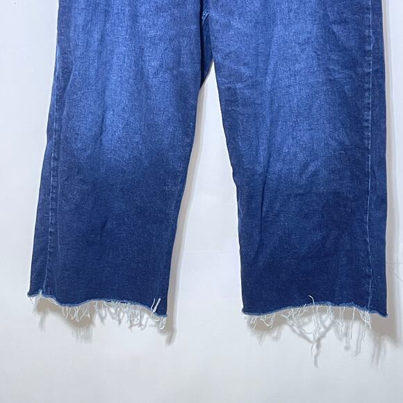 Boden Denim Wide Leg Jeans Womens 16 Raw Frayed Hem Faded Pockets Hi Rise - Picture 8 of 9